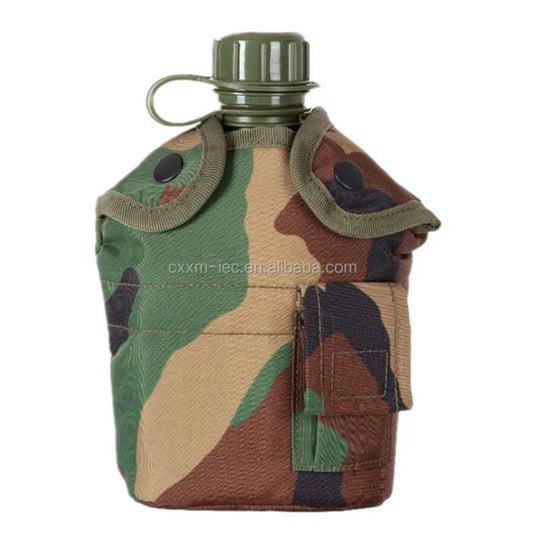 Cantimplora Táctica Militar + Vaso Taza Aluminio