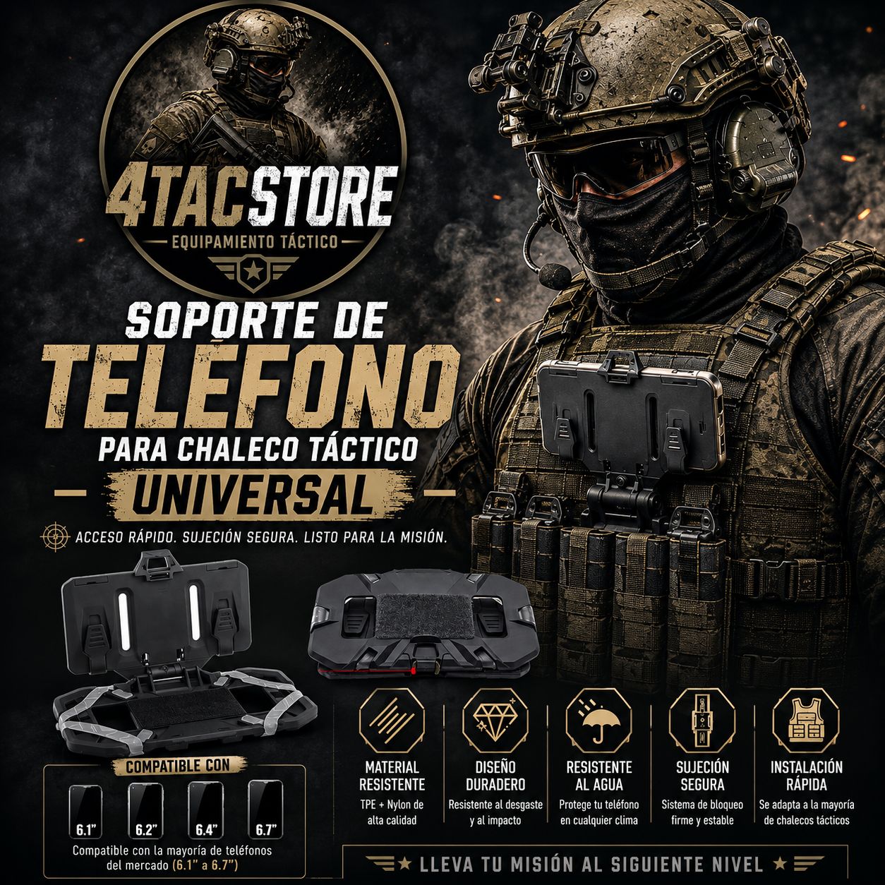 Soporte de telefono para chaleco Soporte tactico universal