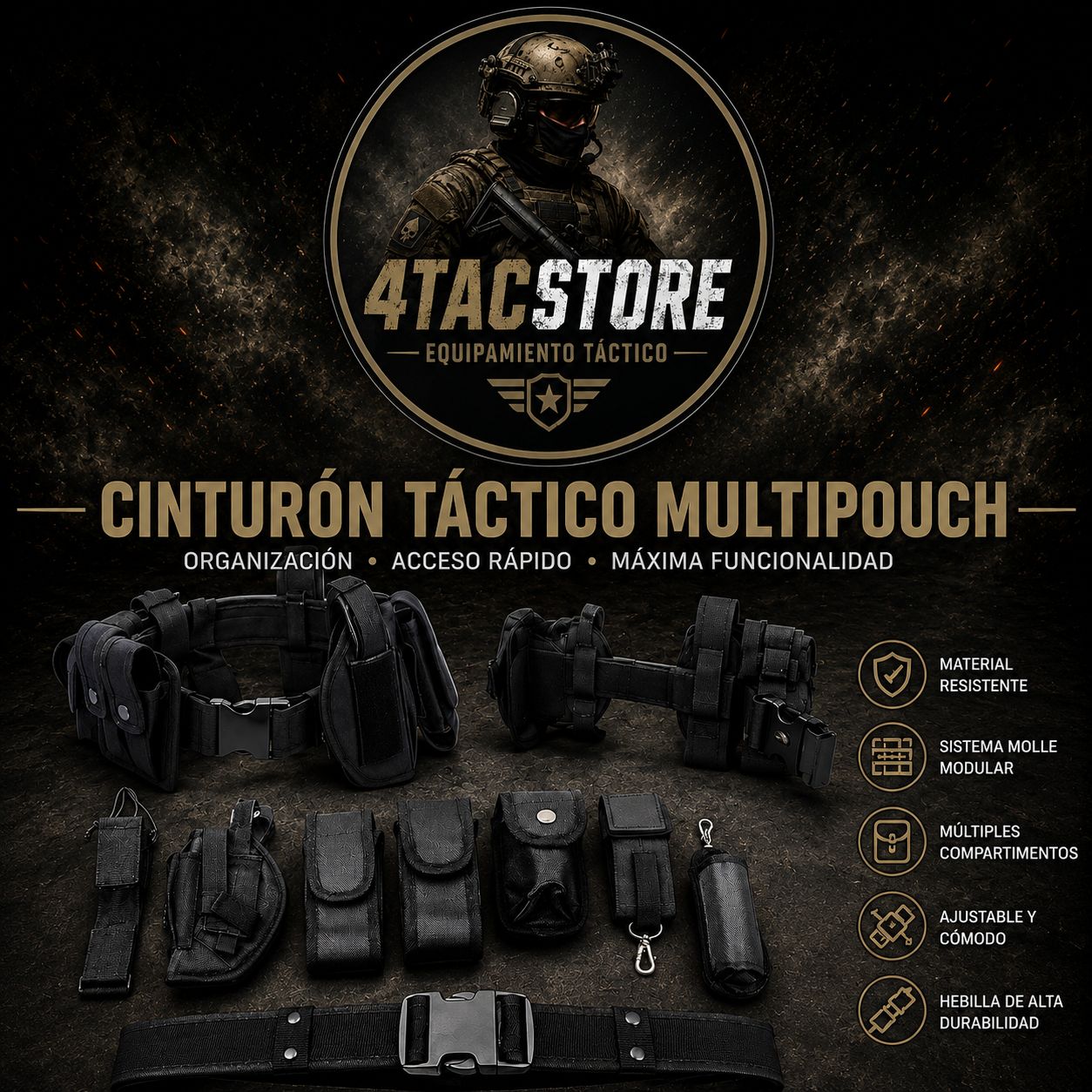 Cinturon tactico multipouch