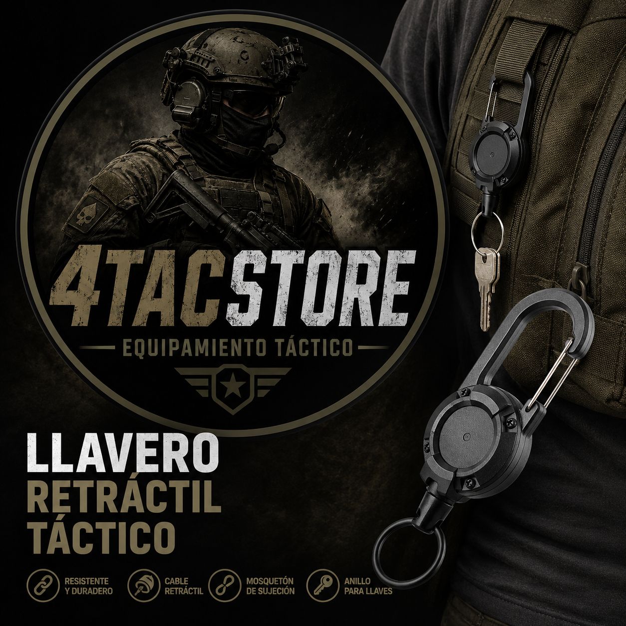 Llavero retractil tactico