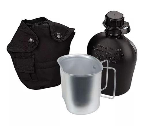 Cantimplora Táctica Militar + Vaso Taza Aluminio