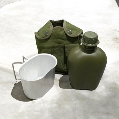Cantimplora Táctica Militar + Taza Aluminio